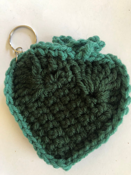 Crocheted Heart Coin Purse Keychain