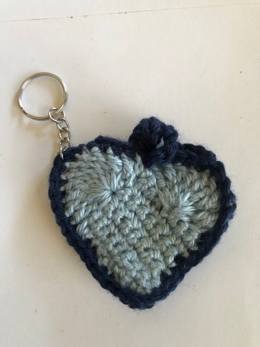 Crocheted Heart Coin Purse Keychain