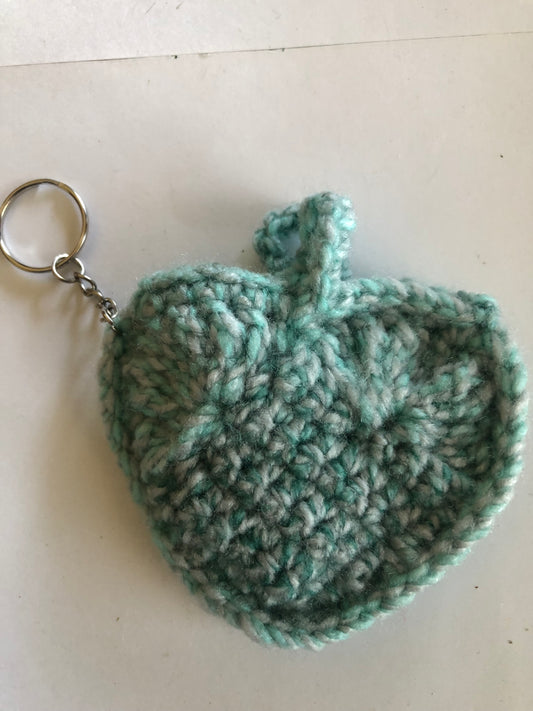 Crocheted Heart Coin Purse Keychain