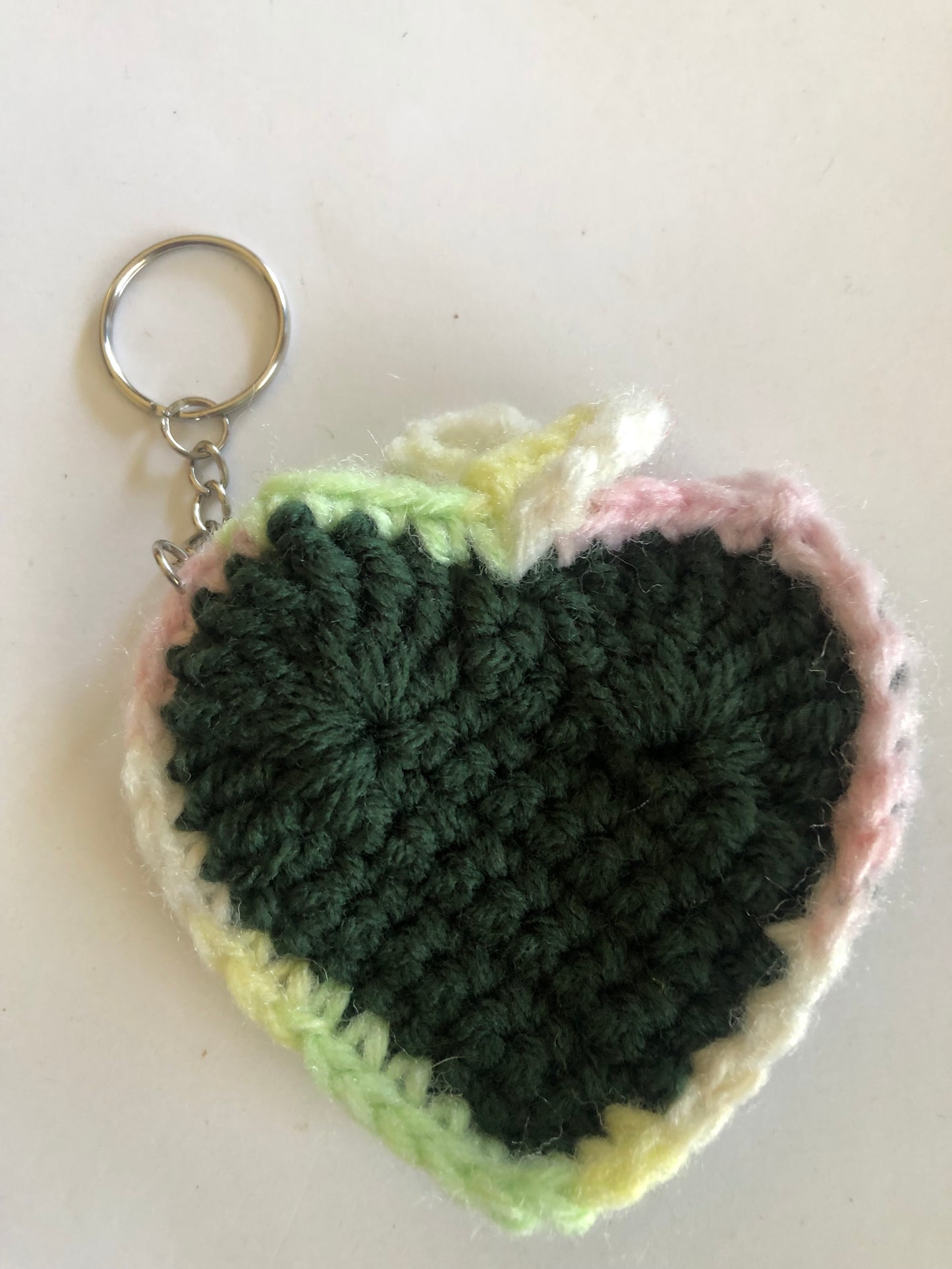 Crocheted Heart Coin Purse Keychain