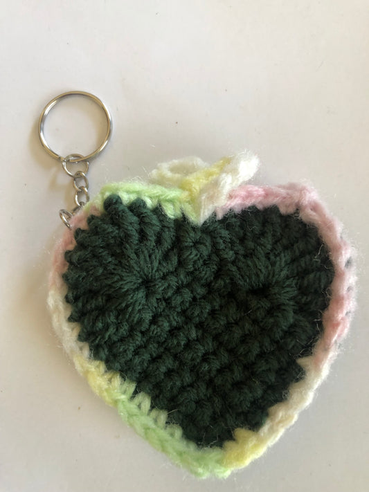 Crocheted Heart Coin Purse Keychain