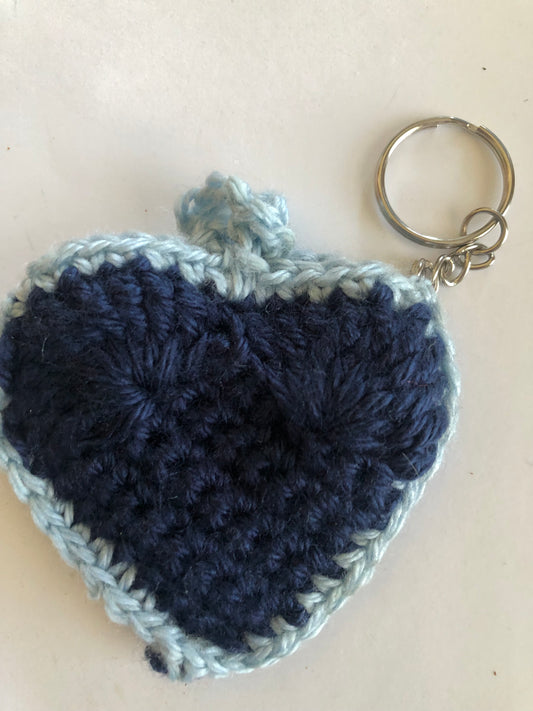 Crocheted Heart Coin Purse Keychain