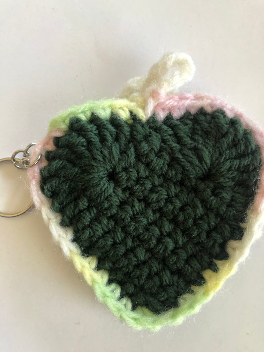 Crocheted Heart Coin Purse Keychain