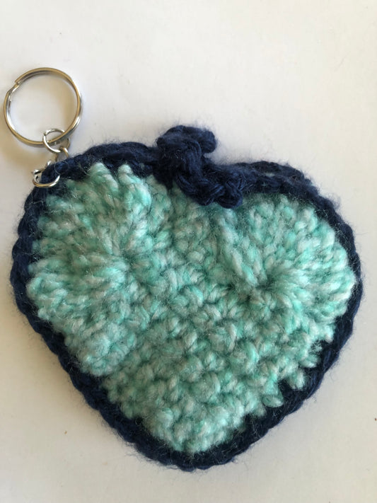 Crocheted Heart Coin Purse Keychain