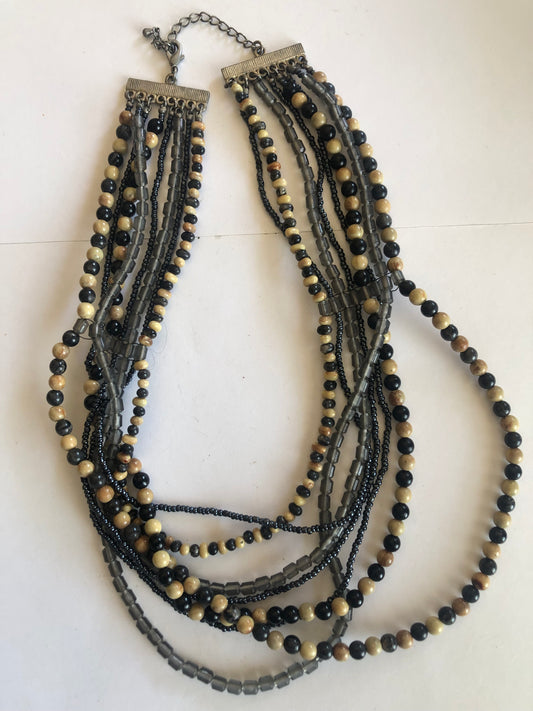 Brown and Back Beaded Necklace