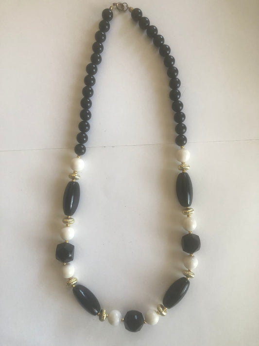 Black and White Beaded Necklace