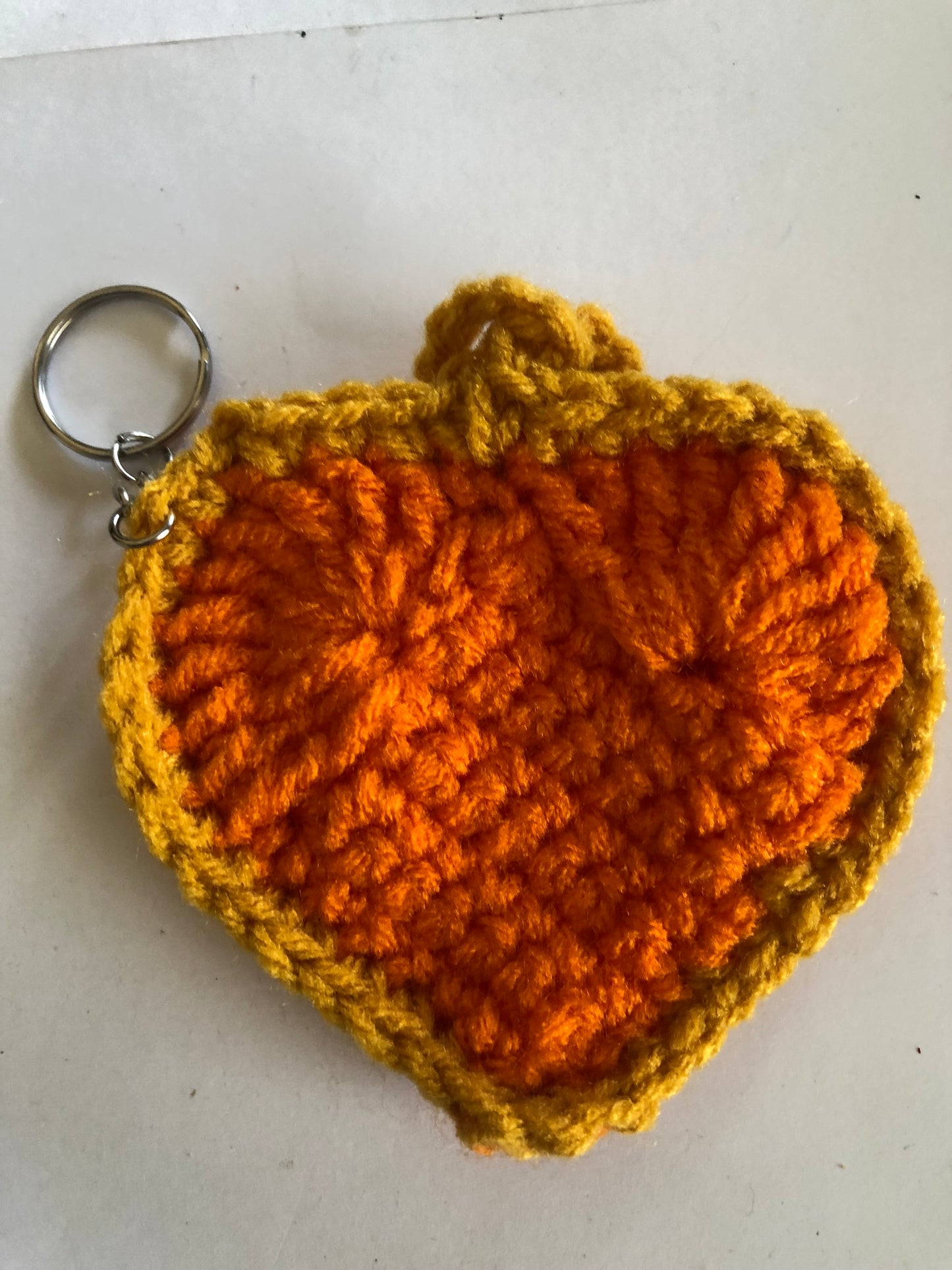 Crocheted Heart Coin Purse Keychain