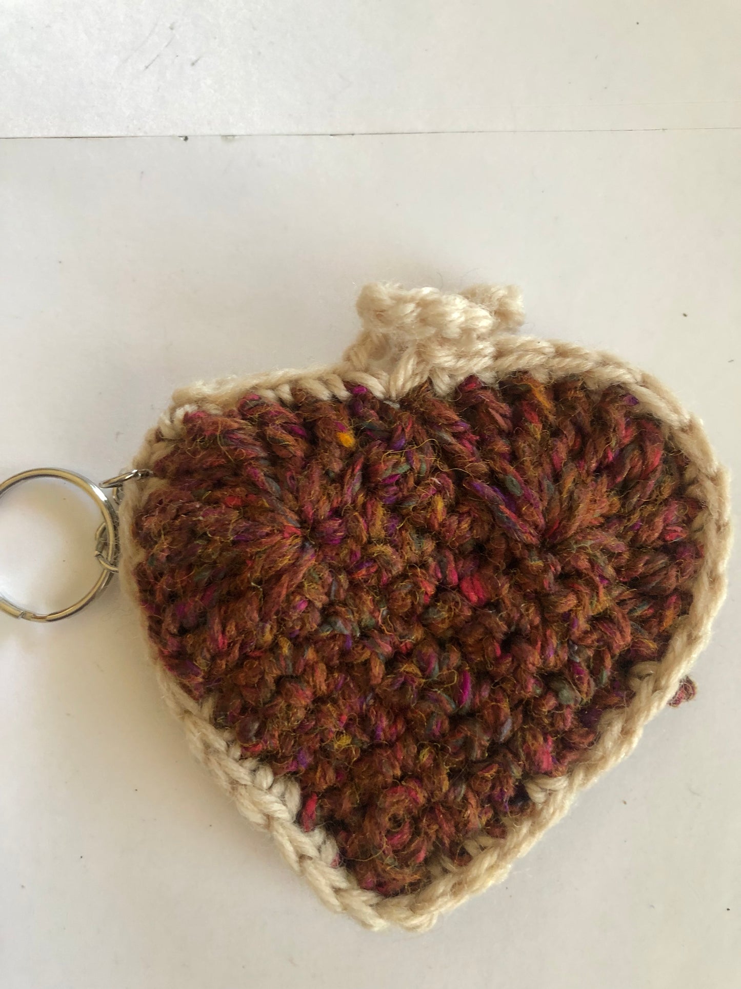 Crocheted Heart Coin Purse Keychain