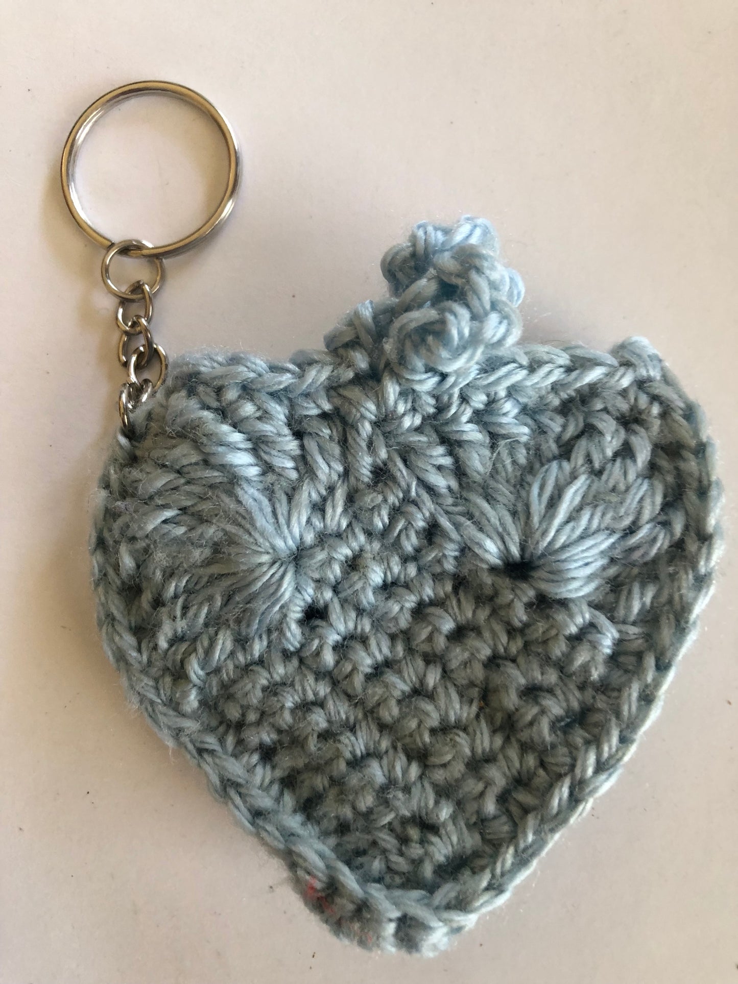 Crocheted Heart Coin Purse Keychain